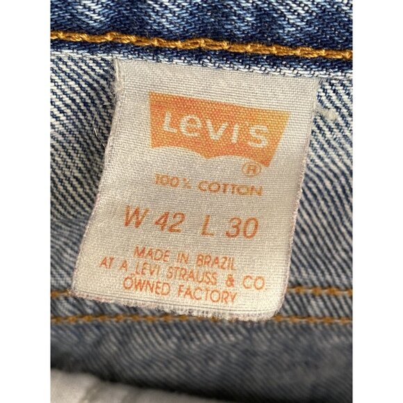 Levi's 505 Jeans 42x30 Men's Regular Fit Straight Leg Medium Wash Orange Tab - Picture 14 of 14